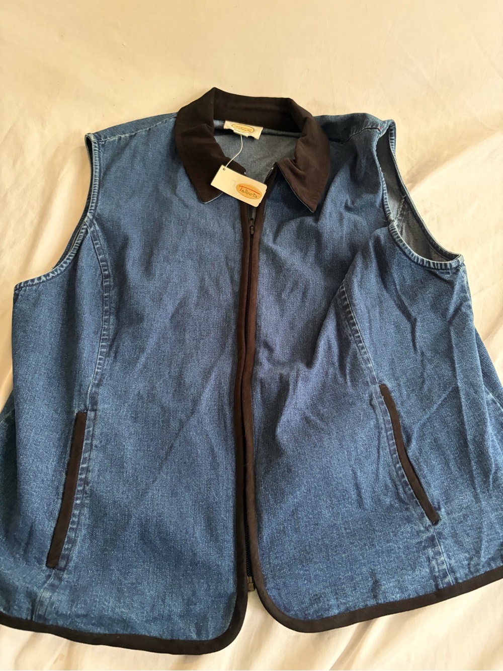 Talbots Blue Denim Vest with Black Trim